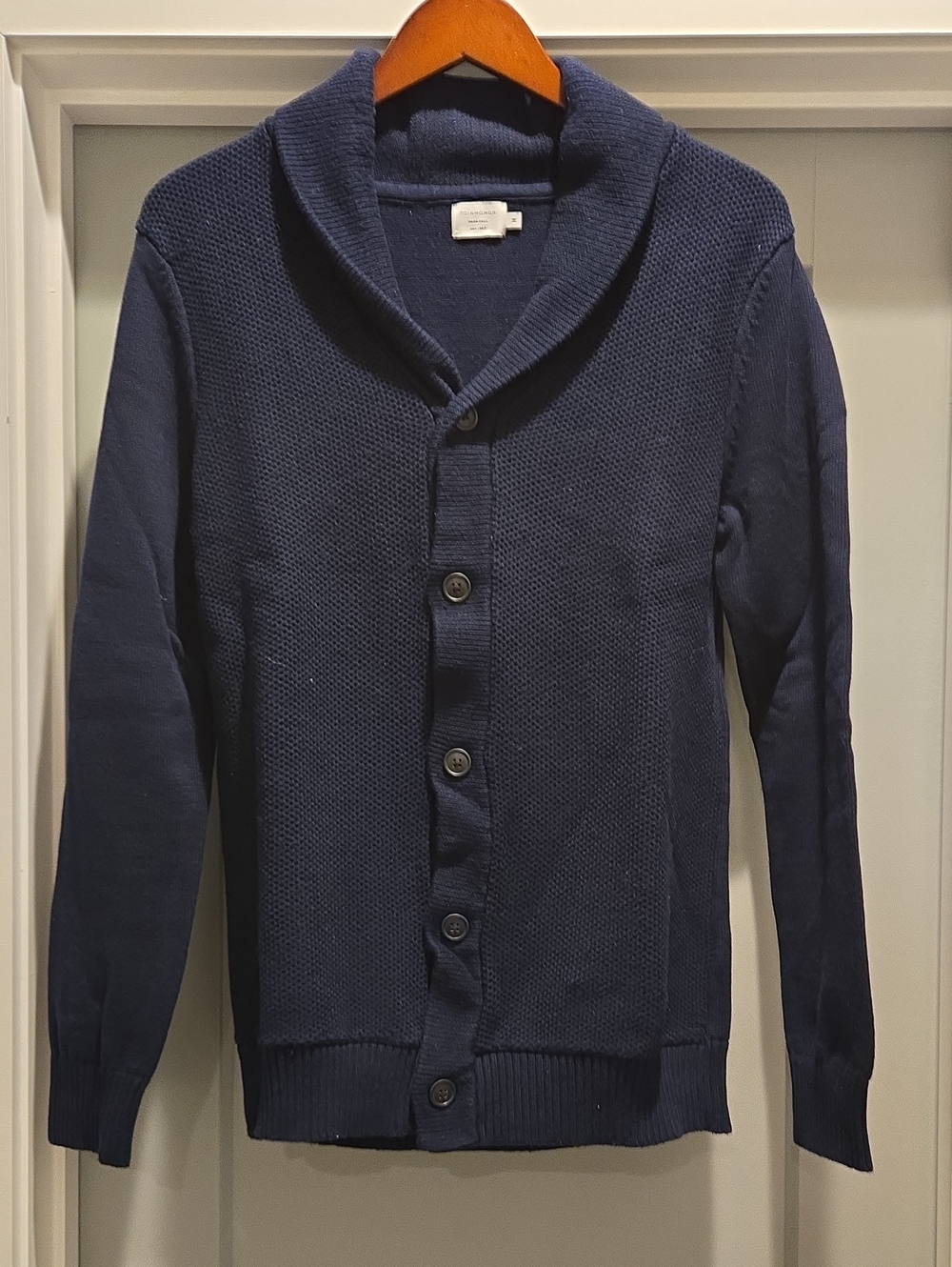 7 Diamonds Men's Shawl Collar Cardigan - Navy Blue